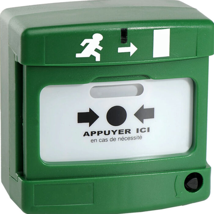 DÉCLENCHEUR MANUEL CONVENTIONNEL  D'ISSUE DE SECOURS VERT